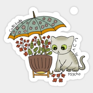 Cat playing with flowers Sticker